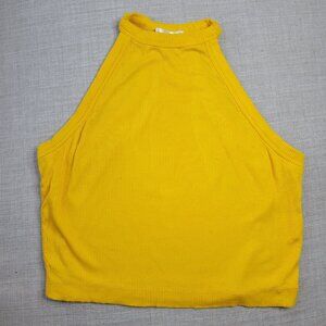 Yellow Ribbed Stretchy Racerback